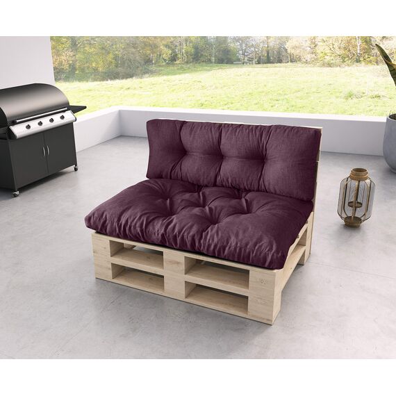 sunnypillow Palettenkissen für Gartenmöbel - Rückenkissen 120 x 50 cm - Rückenpolster für Bett und Sofa - Palettenpolster für Palettenmöbel - Gesteppte Gartenkissen - Rückenlehne, Kissen Violett