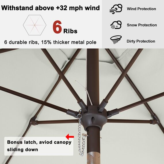 ABCCANOPY Sonnenschirm im Freien Wasserabweisende Bespannung -Gartenschirm Marktschirm, 230cm,Hellbeige