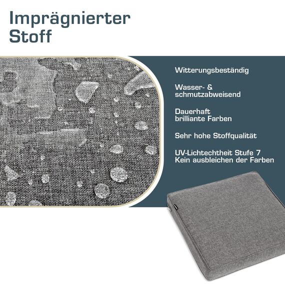 bomoe 2er Set Loungekissen Sitzkissen Outdoor 60x60 cm & Rückenkissen 60x40 cm – Hochwertige Polsterauflagen für Gartenmöbel Bezug Waschbar Lounge Kissen Outdoor Hellgrau UV-Schutz – ilano