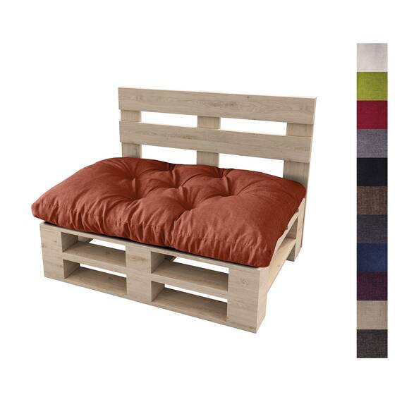 sunnypillow Palettenkissen für Gartenmöbel - Sitzkissen 120 x 80 cm - Palettenauflage für Palettensofa - Palettenpolster, Sitzpolster für Palettenmöbel - Gesteppte Gartenkissen - Kissen Orange