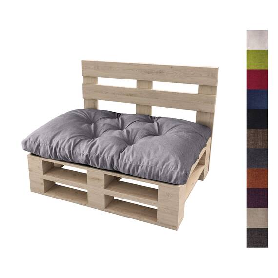 sunnypillow Palettenkissen für Gartenmöbel - Sitzkissen 120 x 80 cm - Palettenauflage für Palettensofa - Palettenpolster, Sitzpolster für Palettenmöbel - Gesteppte Gartenkissen - Kissen Grau