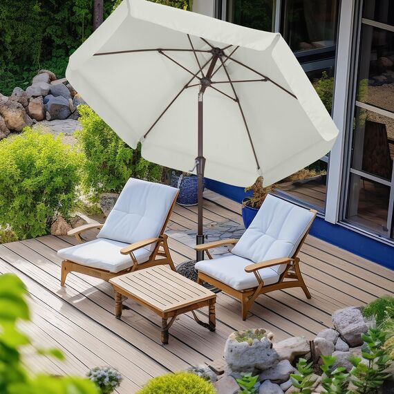 ABCCANOPY Sonnenschirm im Freien Wasserabweisende Bespannung -Gartenschirm Marktschirm, 230cm,Hellbeige