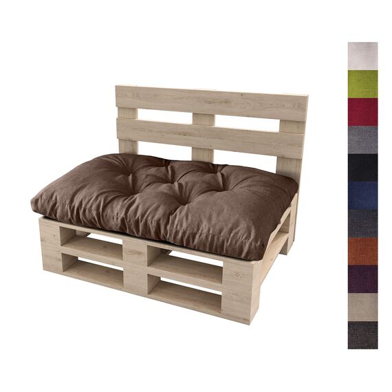 sunnypillow Palettenkissen für Gartenmöbel - Sitzkissen 120 x 60 cm - Palettenauflage für Palettensofa - Palettenpolster, Sitzpolster für Palettenmöbel - Gesteppte Gartenkissen - Kissen Braun