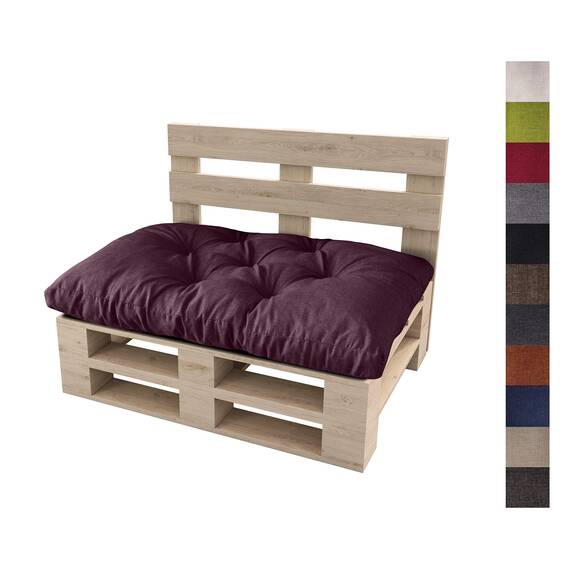 sunnypillow Palettenkissen für Gartenmöbel - Sitzkissen 120 x 80 cm - Palettenauflage für Palettensofa - Palettenpolster, Sitzpolster für Palettenmöbel - Gesteppte Gartenkissen - Kissen Violett