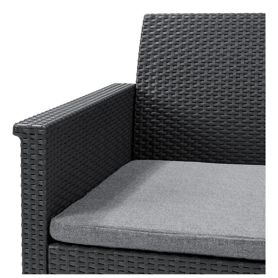 Keter Emma Balcony Gartenmöbel-Set aus Rattan mit 2 Sesseln und Tisch, Graphit