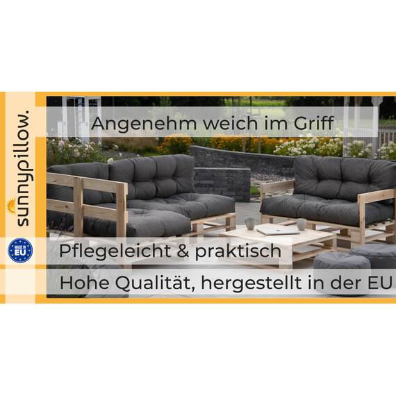 sunnypillow Palettenkissen für Gartenmöbel - Sitzkissen 120 x 80 cm - Palettenauflage für Palettensofa - Palettenpolster, Sitzpolster für Palettenmöbel - Gesteppte Gartenkissen - Kissen Violett
