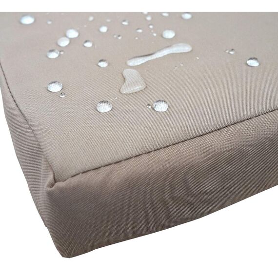 Mendler Poly-Rattan Sitzbank mit Tisch HWC-E24, Gartenbank Sitzgruppe Gartensofa, 132cm - braun, Kissen Creme