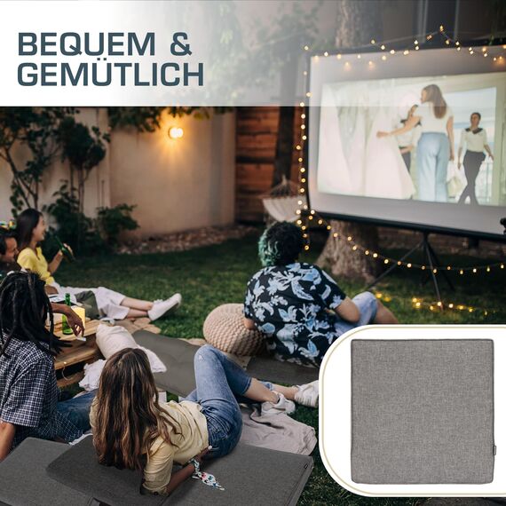 bomoe hochwertiges Outdoor Loungekissen 70x70cm – Bequemes Sitzkissen 8cm dick Polster Bezug Waschbar Gartenkissen UV-Schutz – Rattan Lounge Auflage Gartenmöbel Sitzauflage Hellgrau – ilano