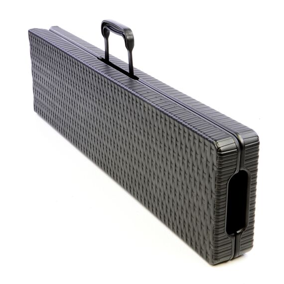 Nexos Gartengarnitur 1 Partytisch 2 Bänke klappbar Rattan-Optik Bierzeltgarnitur schwarz Set Festzelt Campingset Klapptisch robust Wetterfest