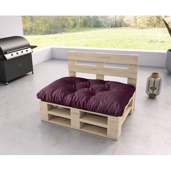 sunnypillow Palettenkissen für Gartenmöbel - Sitzkissen 120 x 60 cm - Palettenauflage für Palettensofa - Palettenpolster, Sitzpolster für Palettenmöbel - Gesteppte Gartenkissen - Kissen Violett