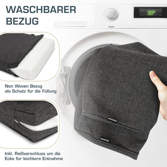 bomoe 2er Set Loungekissen Sitzkissen Outdoor 60x60 cm & Rückenkissen 60x40 cm – Hochwertige Polsterauflagen für Gartenmöbel Bezug Waschbar Lounge Kissen Outdoor Anthrazit UV-Schutz – ilano