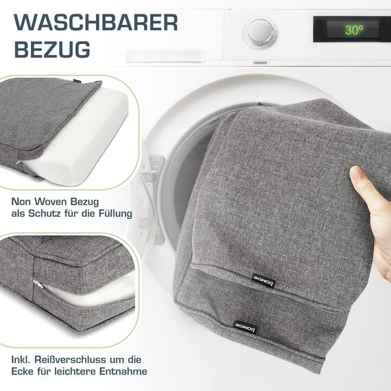 bomoe 2er Set Loungekissen Sitzkissen Outdoor 60x60 cm & Rückenkissen 60x40 cm – Hochwertige Polsterauflagen für Gartenmöbel Bezug Waschbar Lounge Kissen Outdoor Hellgrau UV-Schutz – ilano