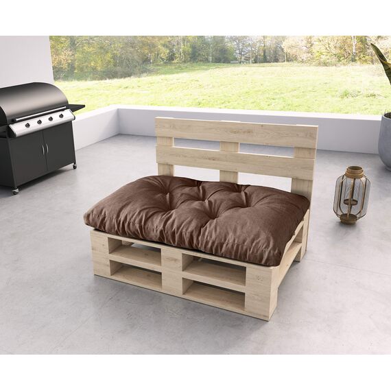 sunnypillow Palettenkissen für Gartenmöbel - Sitzkissen 120 x 60 cm - Palettenauflage für Palettensofa - Palettenpolster, Sitzpolster für Palettenmöbel - Gesteppte Gartenkissen - Kissen Braun