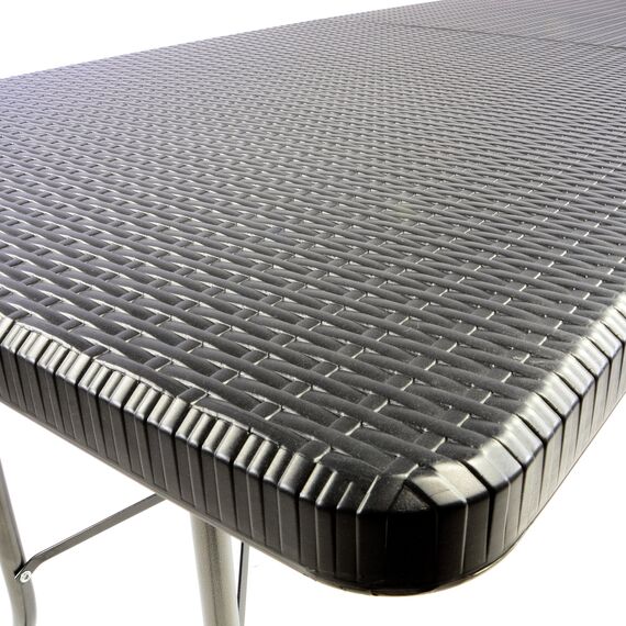 Nexos Gartengarnitur 1 Partytisch 2 Bänke klappbar Rattan-Optik Bierzeltgarnitur schwarz Set Festzelt Campingset Klapptisch robust Wetterfest