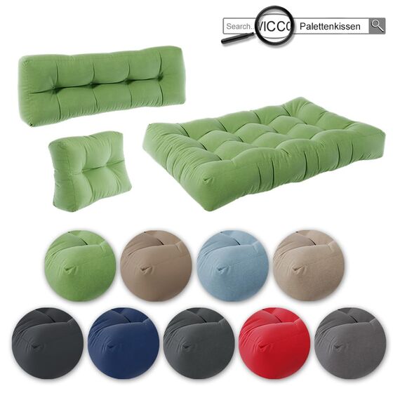 Vicco Palettenkissen Set Flocken, Grün, 5 Teile, zur Polsterung von Sitz- und Rückenflächen auf Europaletten