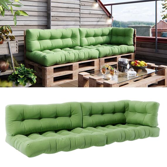 Vicco Palettenkissen Set Flocken, Grün, 5 Teile, zur Polsterung von Sitz- und Rückenflächen auf Europaletten