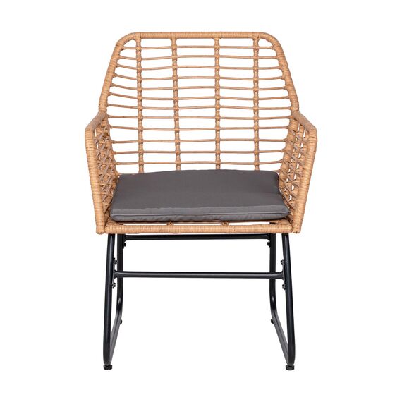 buybyroom Gartenmöbel-Set für den Außenbereich, 4 Personen, Rattan-Sessel, Tisch und Stuhl für den Außenbereich, inklusive 2-Sitzer-Sofa + 2 Sessel + 1 Gartentisch, abnehmbare Kissen