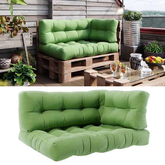 Vicco Palettenkissen Set Flocken, Grün, 120 x 80 cm 3 Teile, zur Polsterung von Sitz- und Rückenflächen auf Europaletten