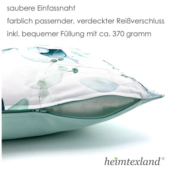 heimtexland ® Outdoorkissen Lotus Effekt 45x45 Garten Dekokissen Wasserabweisend Outdoor Lounge Deko Kissen Typ742 Eukalyptus