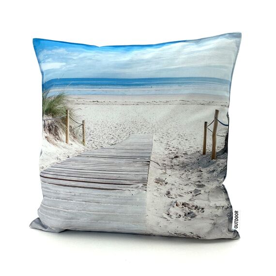 heimtexland ® Outdoorkissen Bedruckt 45x45 Garten Lounge Dekokissen Outdoor Lotus Effekt Typ742 Maritim Düne