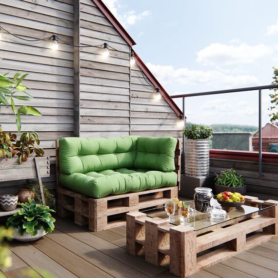 Vicco Palettenkissen Set Flocken, Grün, 120 x 80 cm 3 Teile, zur Polsterung von Sitz- und Rückenflächen auf Europaletten