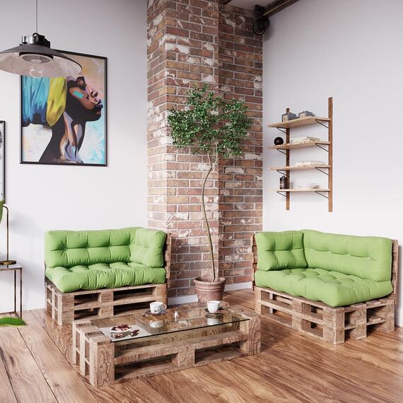 Vicco Palettenkissen Set Flocken, Grün, 120 x 80 cm 3 Teile, zur Polsterung von Sitz- und Rückenflächen auf Europaletten