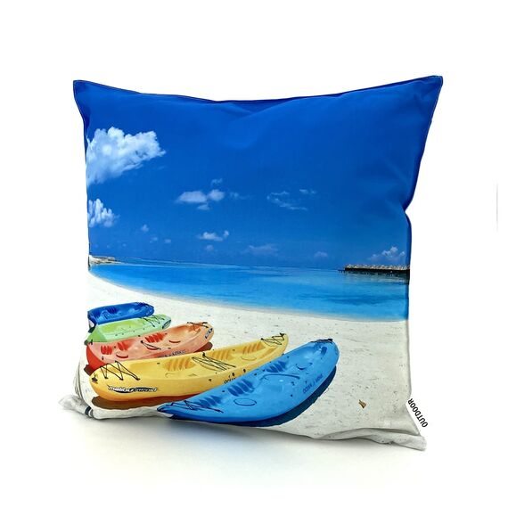 heimtexland ® Outdoorkissen Bedruckt 45x45 Garten Lounge Dekokissen Outdoor Lotus Effekt Typ742 Südsee Kajak