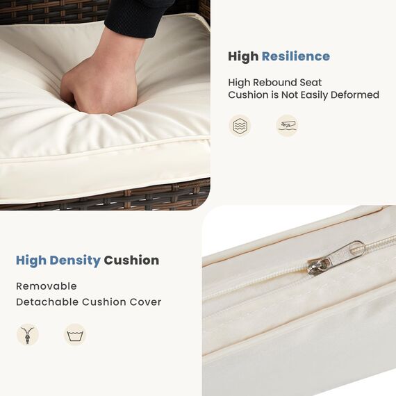 DUMOS Rattan Gartenmöbel Set, Wasserfest und Atmungsaktiv Terrassenmöbel, Balkonmöbel mit 2 Armlehnstühlen, 2-Personen-Möbelsets, Balkon Möbel Geeignet für Balkon, Garten, Hinterhof, Pool (Braun)