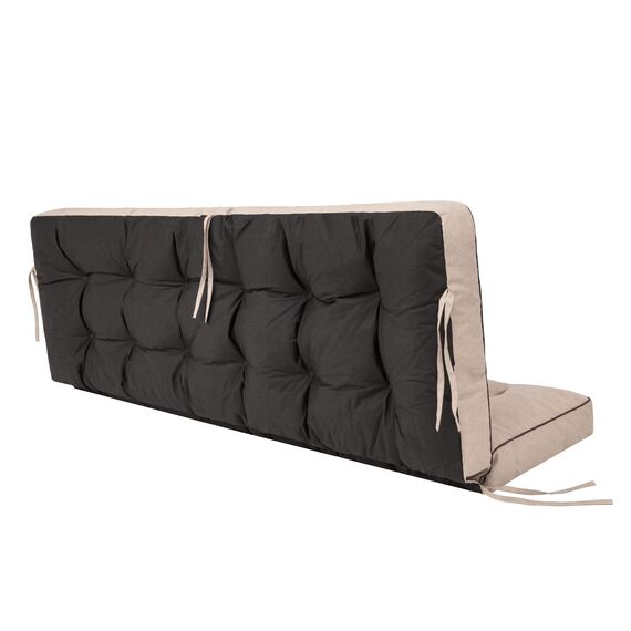 PillowPrim Beige Kissen für Hollywoodschaukel, Gartenschaukelkissen 120 cm, Komfort Sitzbank mit Rückenlehne, Inklusive Zwei Rückenlehnen-Kissen