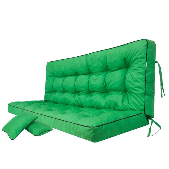 PillowPrim Grün Hollywoodschaukel Sitzkissen, 120 cm Gartenschaukel Sitzbank, Komfort Polster mit Rückenlehne, Ideal für Eckbänke und Sitztruhnen
