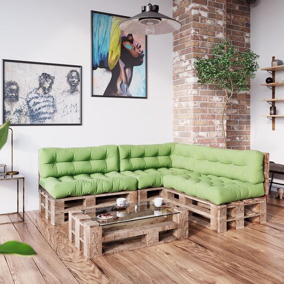 Vicco Palettenkissen Set Flocken, Grün, 7 Teile, zur Polsterung von Sitz- und Rückenflächen auf Europaletten