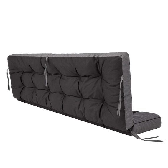 PillowPrim Graphit Sitzauflage für Hollywoodschaukel, Gartenschaukelkissen 150 cm, Bequeme Bankauflage mit Rückenlehne, Wohnwagen Geeignet