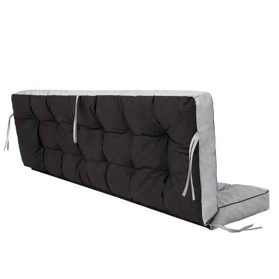 PillowPrim Asche Sitzkissen für Hollywoodschaukel, Komfortable Gartenschaukel Auflage 180 cm, Sitzbank mit Rückenlehne, Polster für Lounge