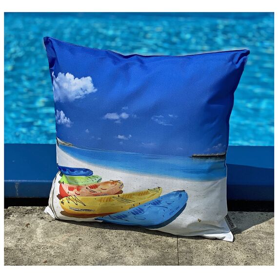 heimtexland ® Outdoorkissen Bedruckt 45x45 Garten Lounge Dekokissen Outdoor Lotus Effekt Typ742 Südsee Kajak