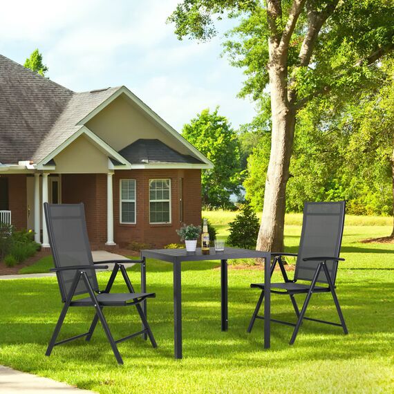 Increkid 3-TLG. Gartenmöbel-Set, Terrassenmöbel, Balkonmöbel - Sitzgarnitur aus Aluminium Teslin Hochlehner, 7-Fach verstellbar - Wetterfest und Klappbar