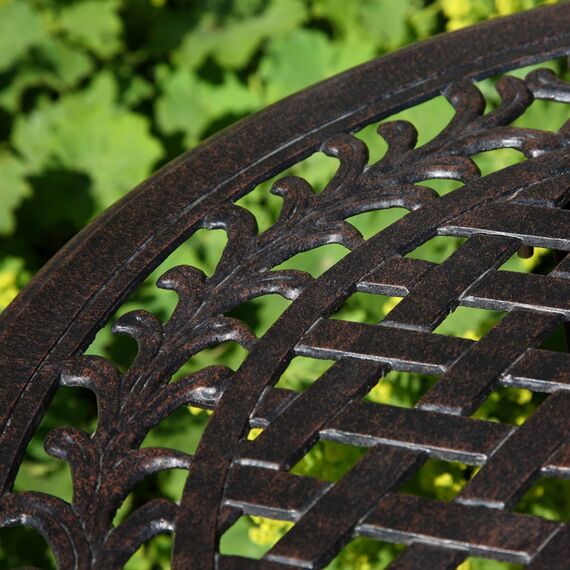 Lazy Susan | Ivy-Bistro-Tisch aus Aluguss mit 2 Stühlen | Garten-Set | Antik-Bronze | Wetterfest | 3 Jahre Garantie | (Rose Stühle, Keine Kissen)