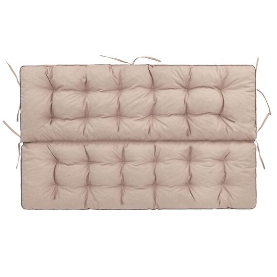 PillowPrim Beige Kissen für Hollywoodschaukel, Gartenschaukelkissen 180 cm, Komfort Sitzbank mit Rückenlehne, Inklusive Zwei Rückenlehnen-Kissen