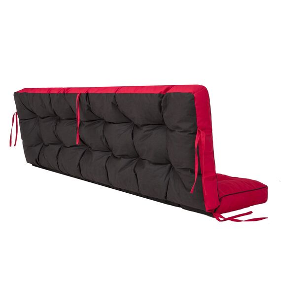 PillowPrim Rot Sitzauflage für Hollywoodschaukel, 120 cm Gartenschaukelkissen, Komfortable Bankauflage mit Rückenlehne, Passend für Rattanmöbel