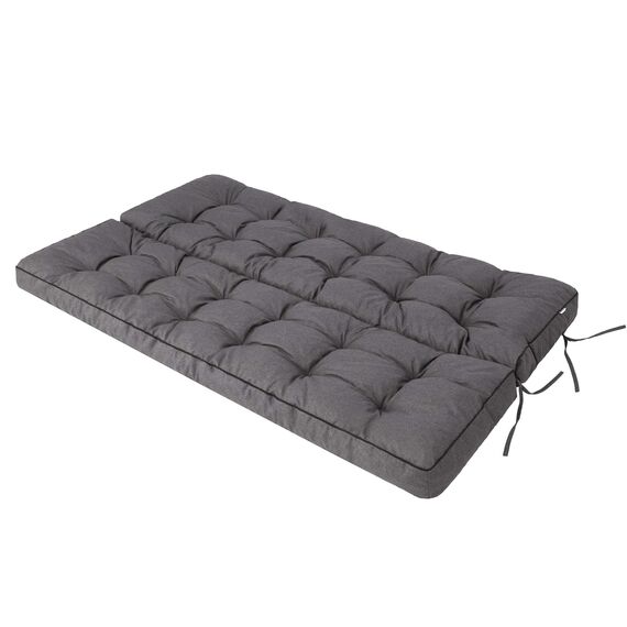 PillowPrim Graphit Sitzauflage für Hollywoodschaukel, Gartenschaukelkissen 120 cm, Bequeme Bankauflage mit Rückenlehne, Wohnwagen Geeignet