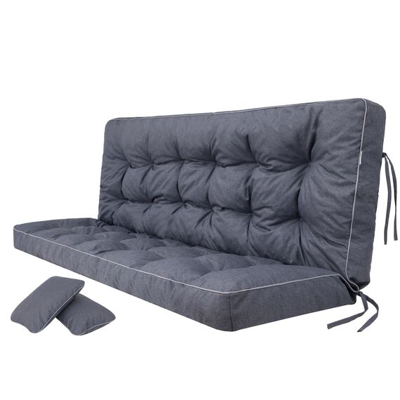 PillowPrim Navy Blau Gartenschaukelkissen für Hollywoodschaukel, 150 cm Sitzbreite, Bequeme Bankauflage mit Rückenlehne, Für Bierzeltgarnitur