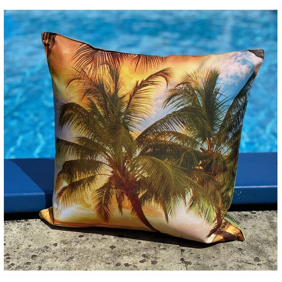 heimtexland ® Outdoorkissen Bedruckt 45x45 Garten Lounge Dekokissen Outdoor Lotus Effekt Typ742 Südsee Sunset