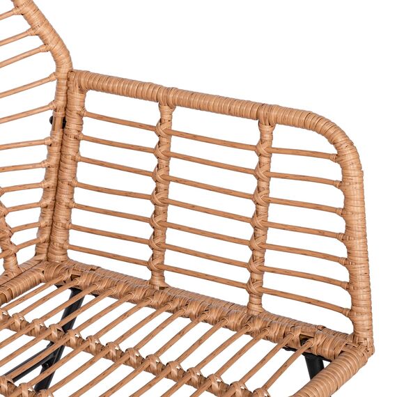 buybyroom Gartenmöbel-Set für den Außenbereich, 4 Personen, Rattan-Sessel, Tisch und Stuhl für den Außenbereich, inklusive 2-Sitzer-Sofa + 2 Sessel + 1 Gartentisch, abnehmbare Kissen