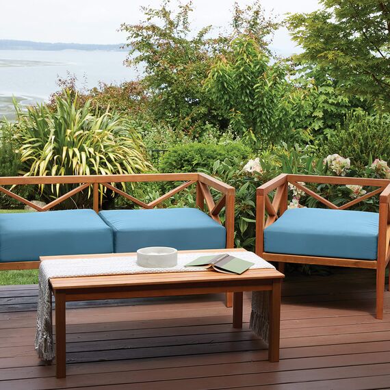 CLASSIC ACCESSORIES Ravenna Water-Resistant 21 x 19 x 5 Inch Patio Seat Cushion, Empire Blue