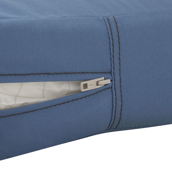 CLASSIC ACCESSORIES Ravenna Water-Resistant 21 x 19 x 5 Inch Patio Seat Cushion, Empire Blue