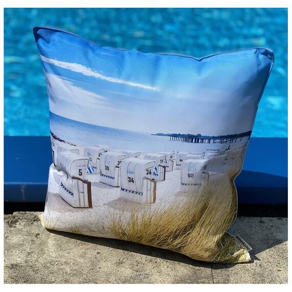 heimtexland ® Outdoorkissen Bedruckt 45x45 Garten Lounge Dekokissen Outdoor Lotus Effekt Typ742 Maritim Strandkorb