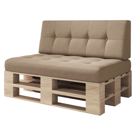 sunnypillow Palettenkissen für Palettenmöbel - 2er Set - Palettenauflage für Palettensofa - Palettenpolster für Garten, Gesteppte Kissen mit Knöpfen für Europaletten - Rückenkissen & Sitzkissen Beige