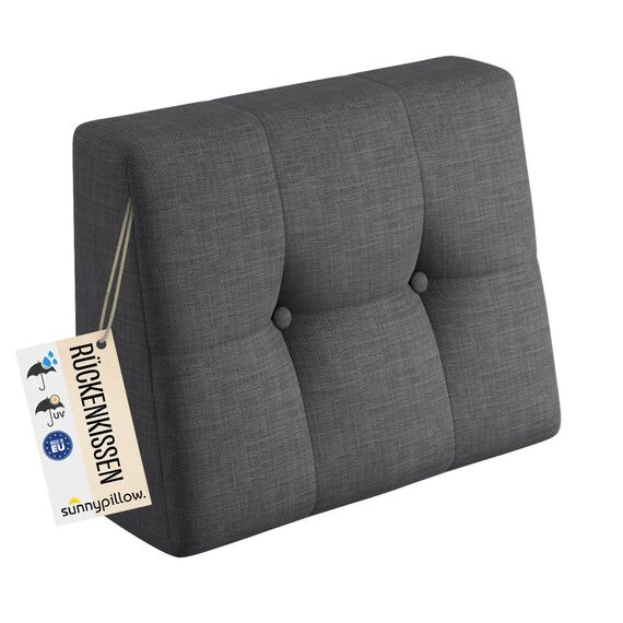 sunnypillow Palettenkissen Outdoor, UV-lichtecht, wasserdicht - Rückenkissen 60x40x20/10cm - Palettenauflage für Palettensofa für Haus und Garten - Palettenpolster für Palettenmöbel - Kissen Anthrazit