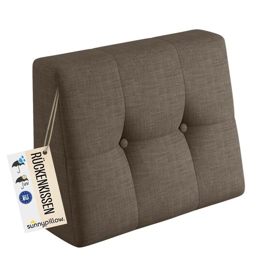 sunnypillow Palettenkissen Outdoor, UV-lichtecht, wasserdicht - Rückenkissen 60x40x20/10cm - Palettenauflage für Palettensofa für Haus und Garten - Palettenpolster für Palettenmöbel - Kissen Braun