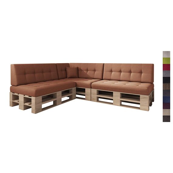 sunnypillow Palettenkissen für Palettenmöbel - 8er Set - Palettenauflage für Palettensofa - Palettenpolster für Garten, Gesteppte Kissen mit Knöpfen für Europaletten - Rückenkissen & Sitzkissen Orange