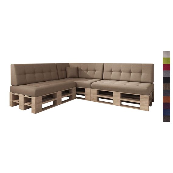 sunnypillow Palettenkissen für Palettenmöbel - 8er Set - Palettenauflage für Palettensofa - Palettenpolster für Garten, Gesteppte Kissen mit Knöpfen für Europaletten - Rückenkissen & Sitzkissen Beige